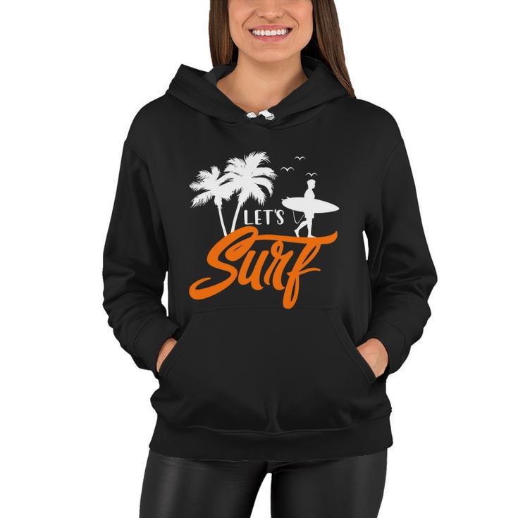Lets Surf Sunset Summer Time Women Hoodie