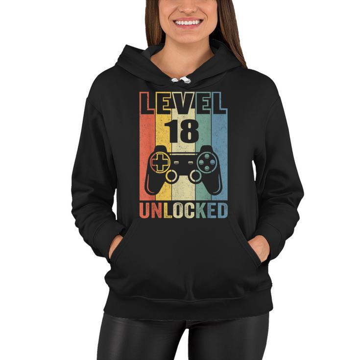 Level 18 Unlocked  18Th Video Gamer Birthday Boy Gift  V2 Women Hoodie