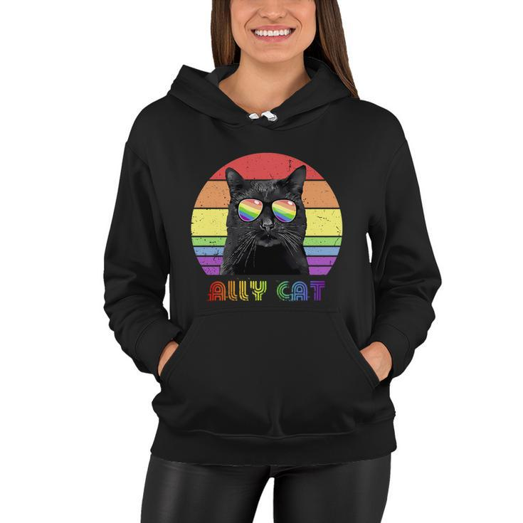 Lgbtq Ally Cat Rainbow Gay Pride Flag Lgbt Gift V3 Women Hoodie