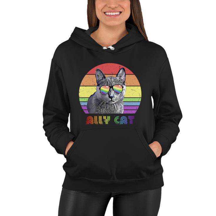 Lgbtq Ally Cat Rainbow Gay Pride Flag Lgbt Gift V4 Women Hoodie