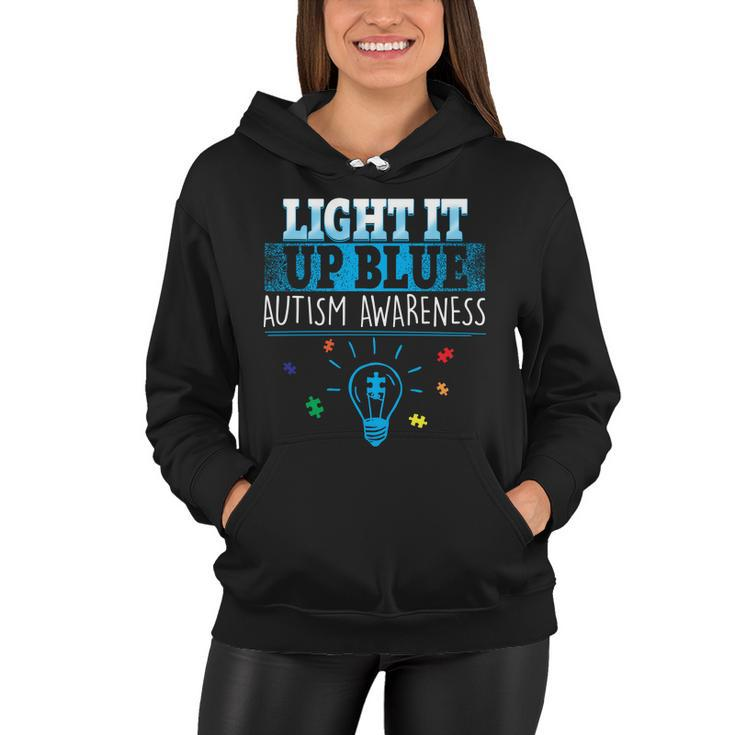 Light It Up Blue Autism Puzzle Bulb Tshirt Women Hoodie