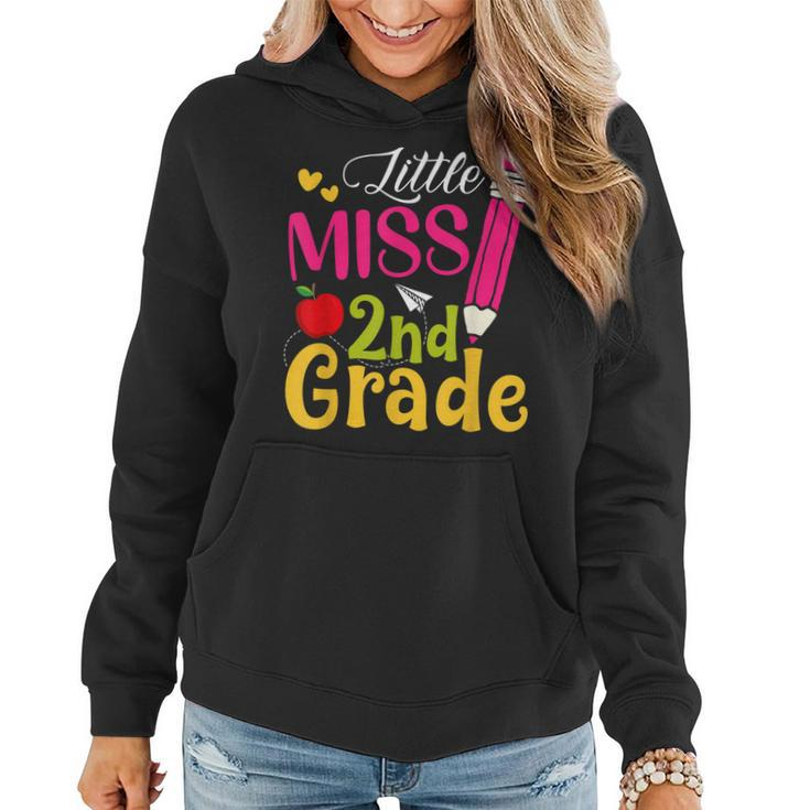 Little Miss 2Nd Grade Cute Back To School Hello Second Grade Women Hoodie Graphic Print Hooded Sweatshirt