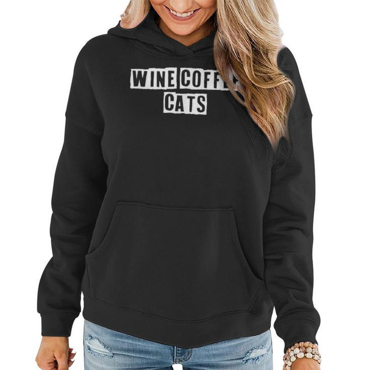 Lovely Funny Cool Sarcastic Wine Coffee Cats Women Hoodie