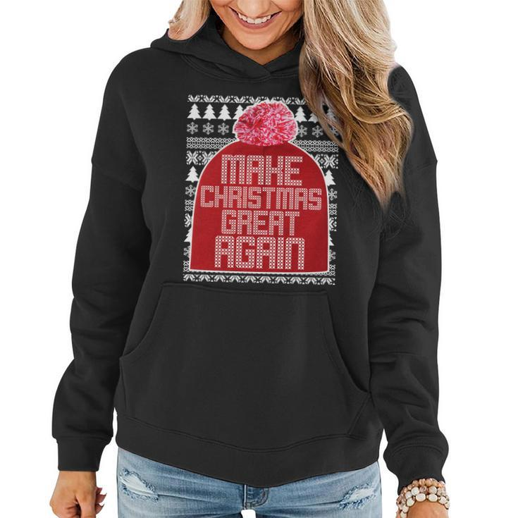 Make Christmas Great Again Ugly Christmas Sweater Design T-Shirt Graphic Design Printed Casual Daily Basic Women Hoodie
