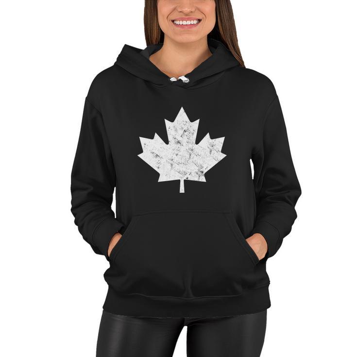 Maple Leaf Flag Vintage Red White Funny Canada Day Women Hoodie