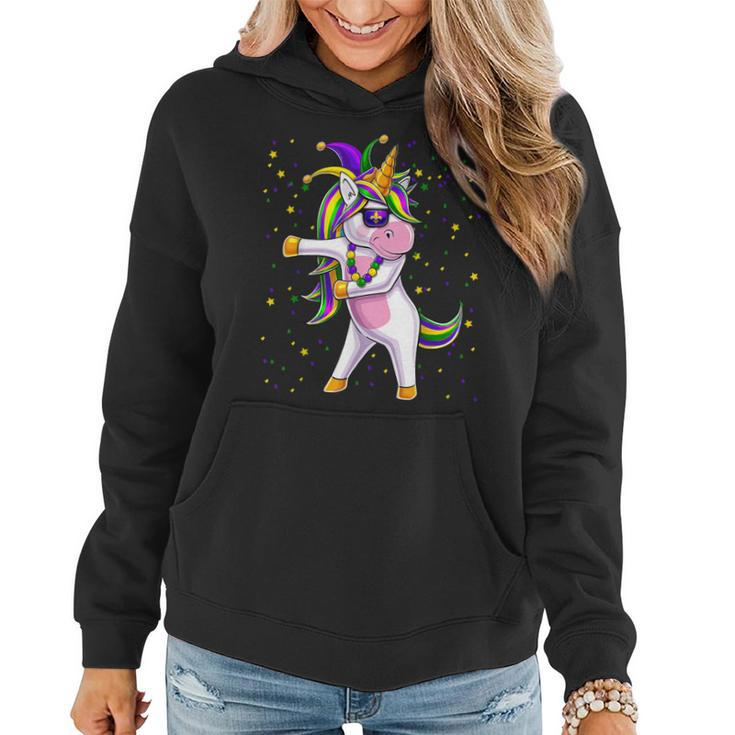 Mardi Gras Flossing Unicorn Jester Hat  Unicorn Gifts  Women Hoodie Graphic Print Hooded Sweatshirt
