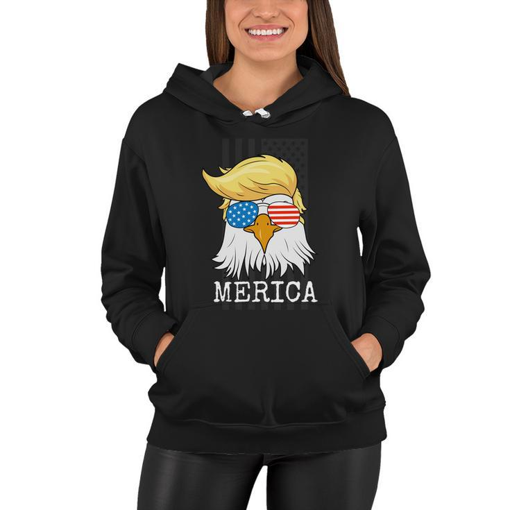 Merica Bald Eagle 4Th Of July Trump American Flag Funny Gift Women Hoodie