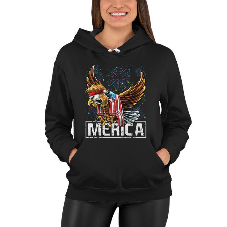 Merica Bald Eagle Mullet 4Th Of July American Flag Patriotic Funny Gift Women Hoodie