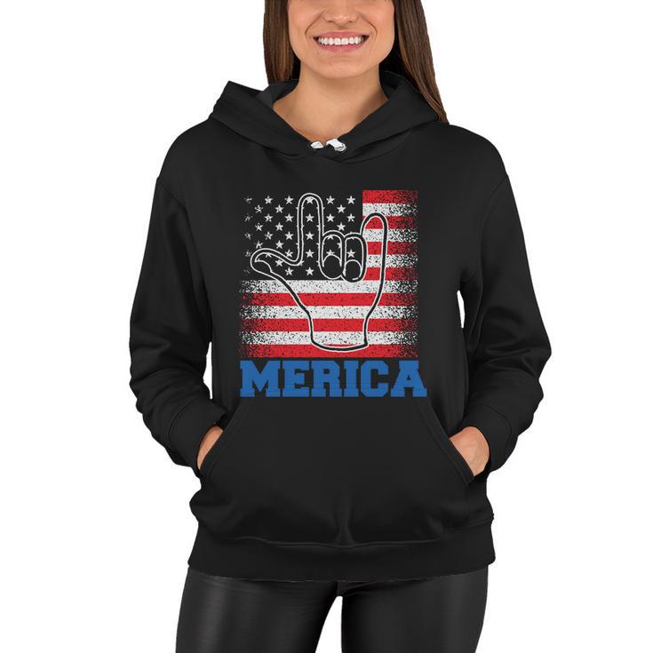 Merica Rock Sign 4Th Of July Vintage Plus Size Graphic Shirt For Men Women Famil Women Hoodie