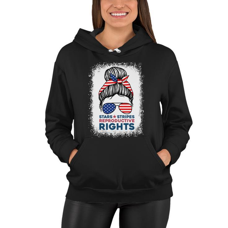 Messy Bun American Flag Stars Stripes Reproductive Rights Meaningful Gift V2 Women Hoodie