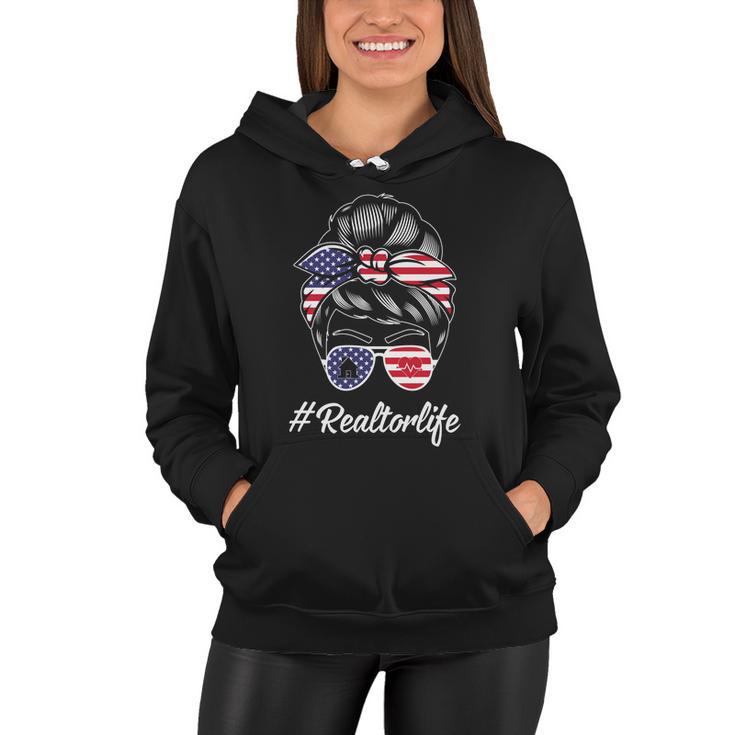 Messy Bun Realtor Life 4Th Of July Plus Size Shirt For Mom Girl Women Hoodie