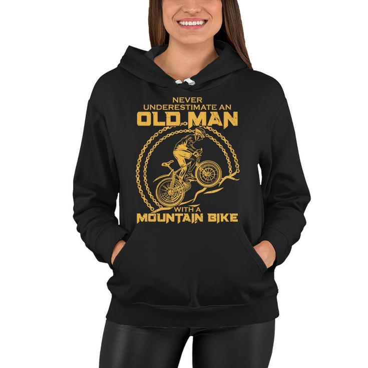 Never Underestimate An Old Man With A Mountain Bike Tshirt Women Hoodie