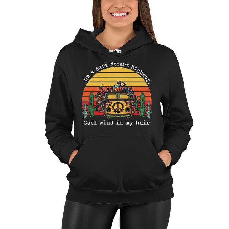 On A Dark Desert Highway Retro Women Hoodie