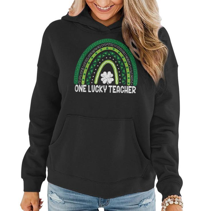 One Lucky Teacher Rainbow St Patrick’S Day  Women Hoodie Graphic Print Hooded Sweatshirt