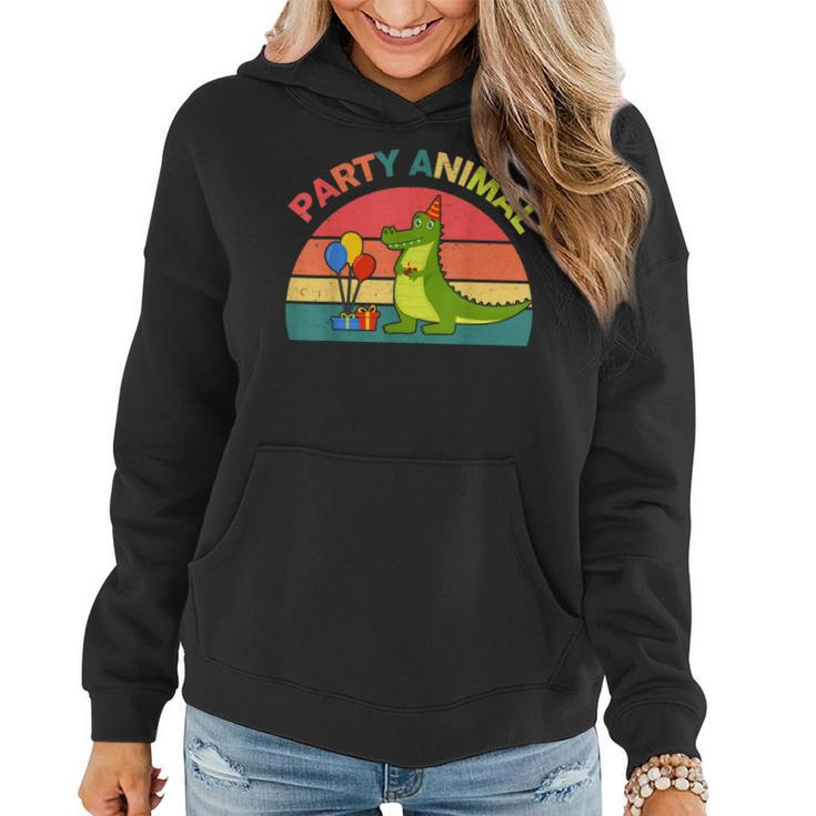 Party Animal Alligator Birthday Gift Toddler Funny Alligator  Women Hoodie Graphic Print Hooded Sweatshirt