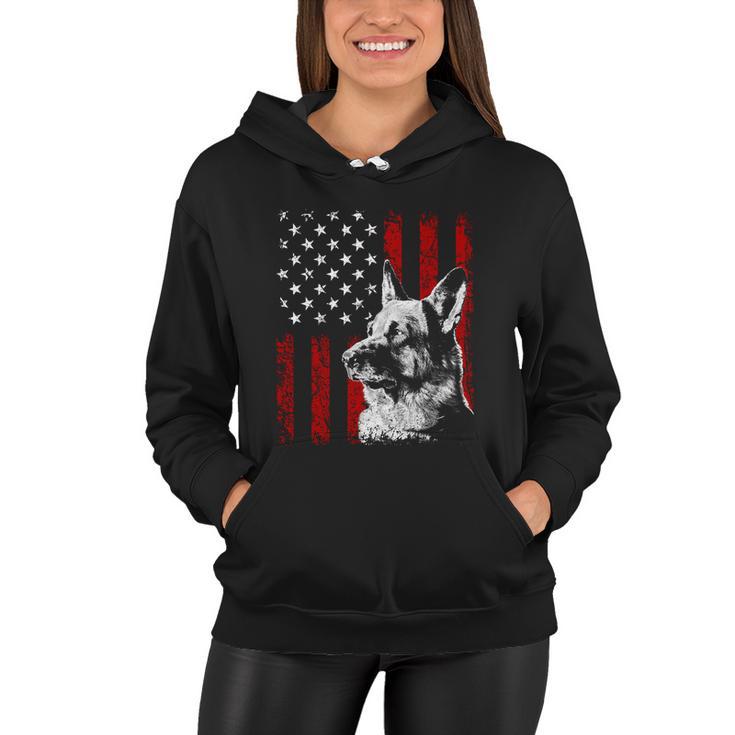 Patriotic German Shepherd American Flag Dog Gift V2 Women Hoodie