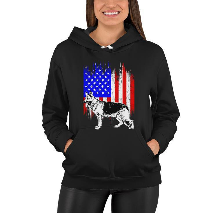 Patriotic German Shepherd American Flag Dog Lover Gift Cute Gift Women Hoodie