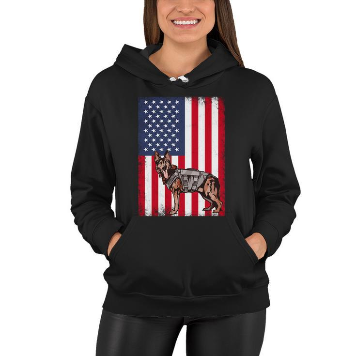 Patriotic German Shepherd American Flag Grunge Dog Lover Gift Women Hoodie