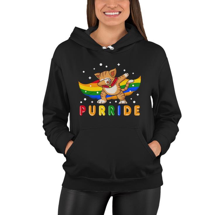 Pride Month Dabbing Purride Cat Gay Pride Lgbt Women Hoodie