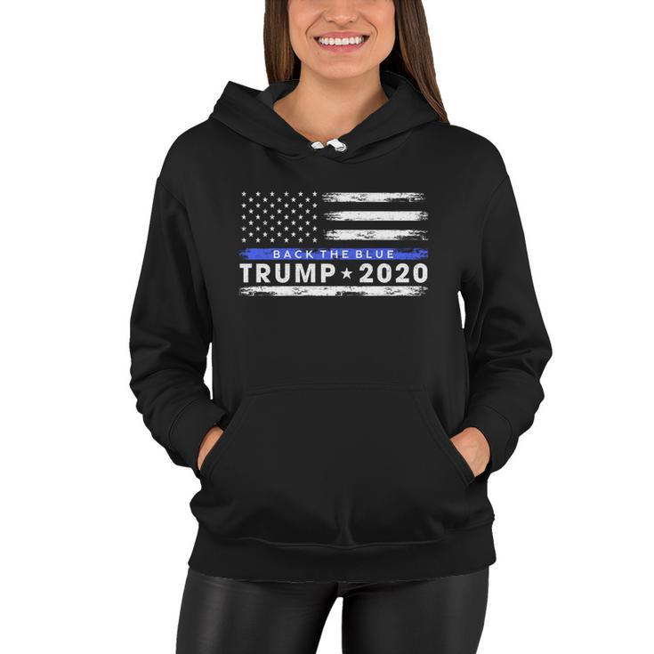 Pro Trump 2020 Back The Blue Thin Blue Line American Flag Gift Women Hoodie