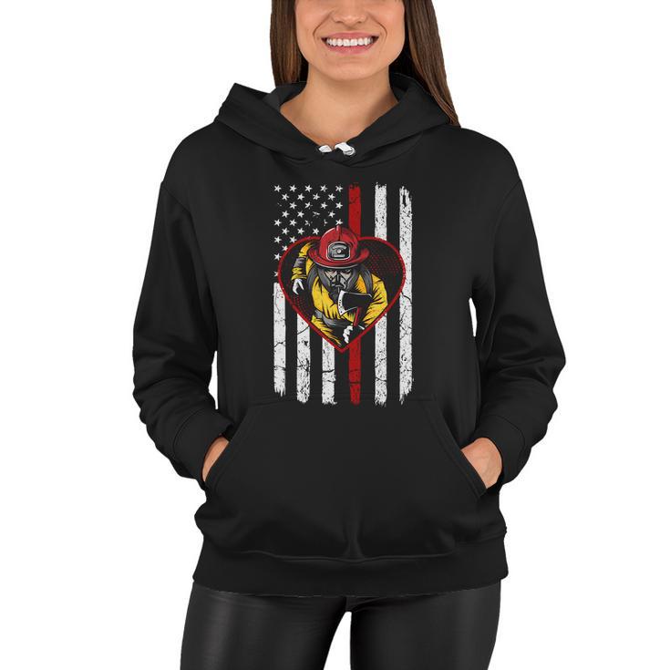 Proud To Be A Firefighter Usa American Flag Thin Red Line Women Hoodie