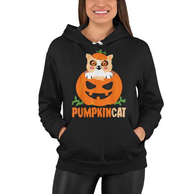 Pumpkin Cat Cute Kitty Trick Or Treat Halloween Costume  Women Hoodie