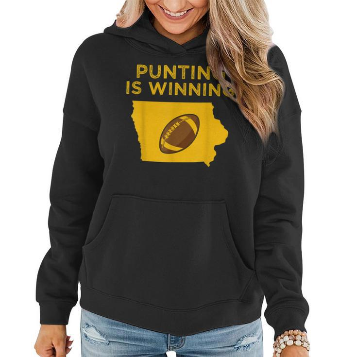Punting Is Winning Iowa I Cheer For The Punter  Women Hoodie Graphic Print Hooded Sweatshirt