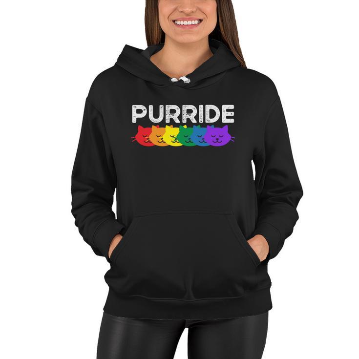 Purride Cat Lover Pride Month Gay Rights Rainbow Cat Cute Gift Women Hoodie