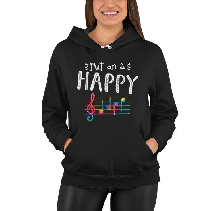 Put On A Happy Face Music Notes Funny Teacher Tshirt Women Hoodie