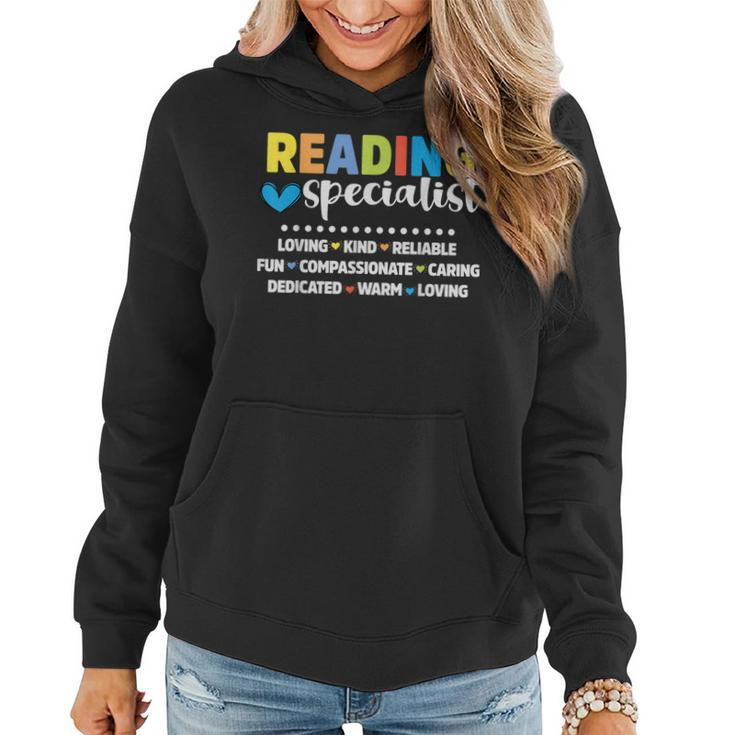 Reading Teacher Literacy Coach Cute Reading Specialist  Women Hoodie