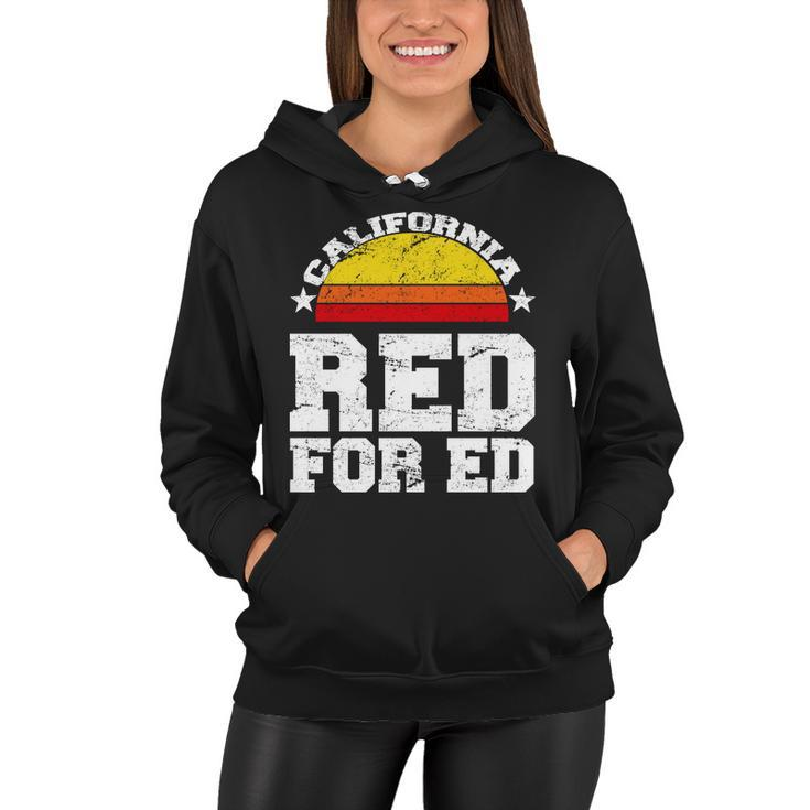 Red For Ed California Sunset Disstressed Women Hoodie