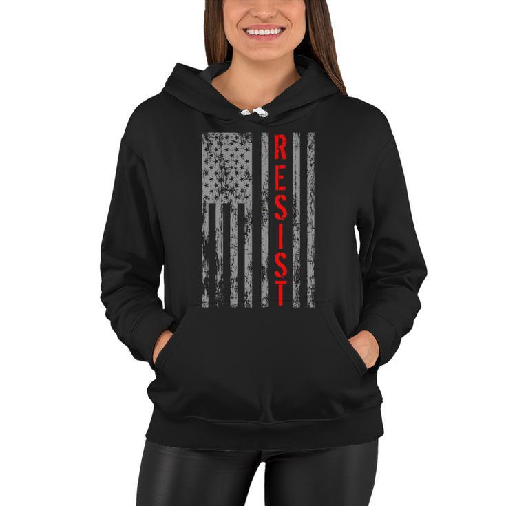 Resist Retro Usa Flag The Resistance Anti Trump Tshirt Women Hoodie