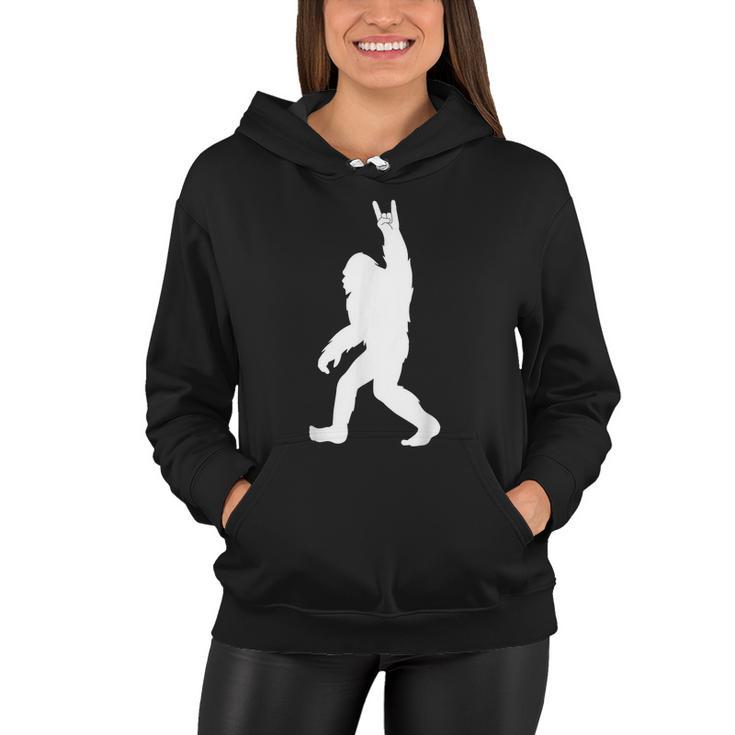 Retro Bigfoot  Funny Rock And Roll Bigfoot Women Hoodie