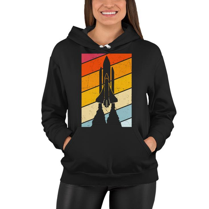 Retro Space Rocket Launch Women Hoodie