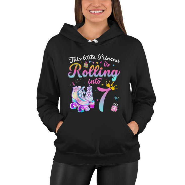 Roller Skate 7Th Birthday Shirt 7 Year Old Girl Party Outfit Women Hoodie
