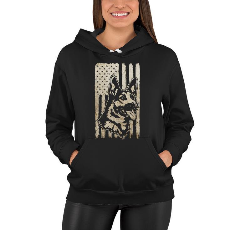 Rustic American Flag Meaningful Gift Patriotic German Shepherd Dog Lover Gift Women Hoodie