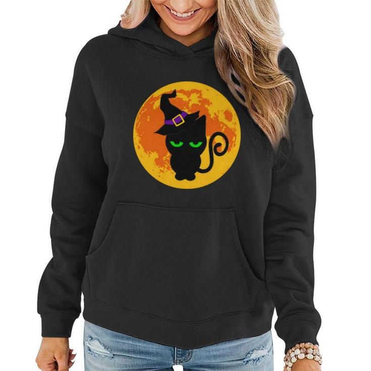 Scary Black Cat Costume Witch Hat Amp Moon Graphics Halloween Quote Women Hoodie Graphic Print Hooded Sweatshirt