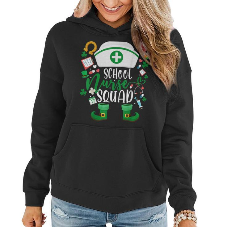 School Nurse Squad Irish Shamrock  Nurse St Patricks Day  Women Hoodie Graphic Print Hooded Sweatshirt
