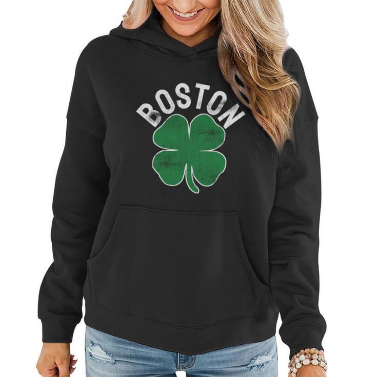 Shamrock Massachusetts Boston St Patricks Day Irish Green Graphic Design Printed Casual Daily Basic Women Hoodie