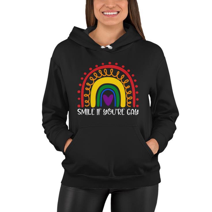 Smile If Youre Gay And Lesbian Lgbtq Ally Rainbow You Belong Gift Women Hoodie