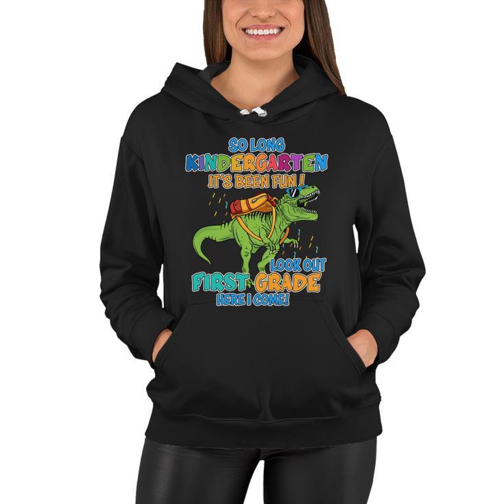 So Long Kindergarten Its Been Fun T_Rex Back To School Women Hoodie