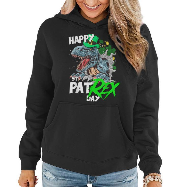 St Patricks Day T Rex Shirt Happy Pat Rex Day Dinosaur Gift Women Hoodie Graphic Print Hooded Sweatshirt