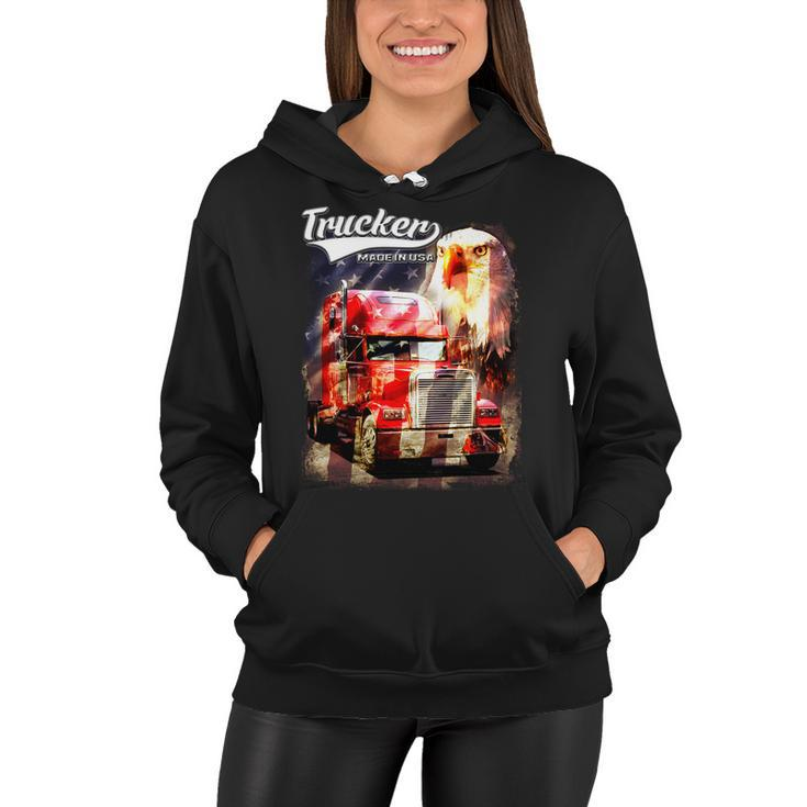 Support Trucker Made In Usa Eagle Flag Women Hoodie