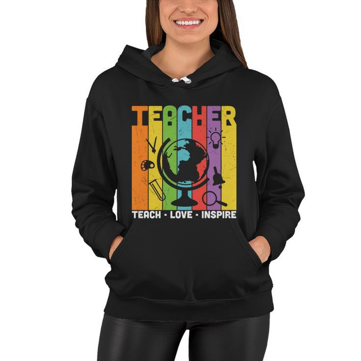 Teach Love Inspire Proud Teacher Graphic Plus Size Shirt For Teacher Female Male Women Hoodie