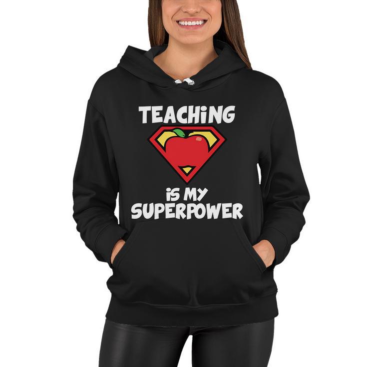 Teaching Is My Superpower Apple Crest Women Hoodie