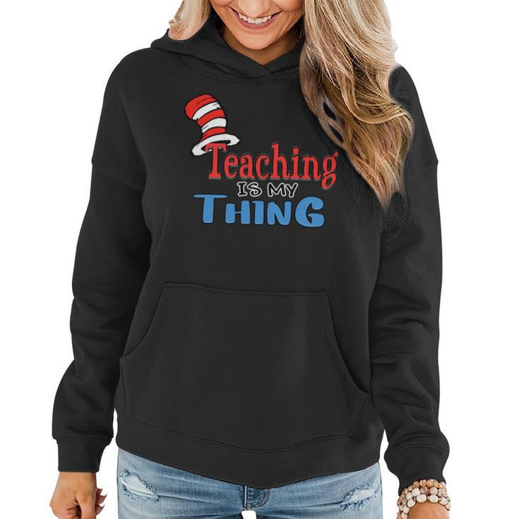 Teaching Is My Things Dr Teacher Red And White Stripe Hat Women Hoodie