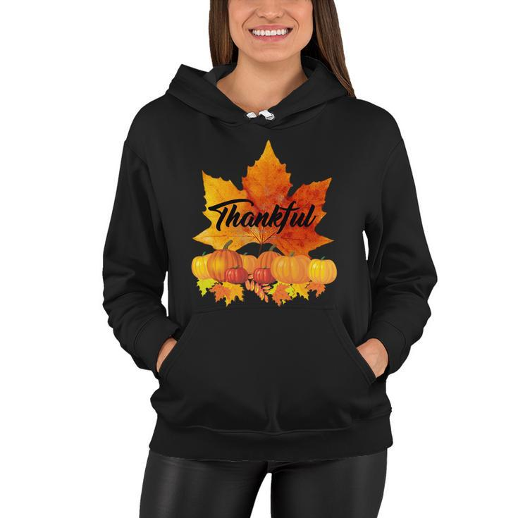 Thankful Autumn Leaves Thanksgiving Fall Tshirt Women Hoodie