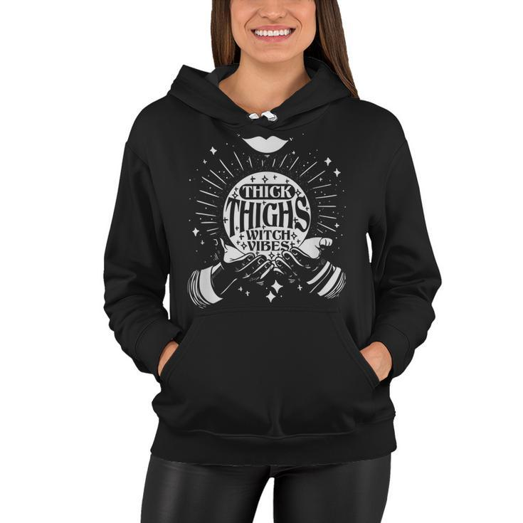 Thick Thighs Witch Vibes Spooky Halloween Hands Witch  Women Hoodie