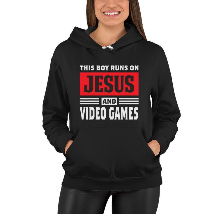 This Boy Runs On Jesus And Video Games Christian Women Hoodie