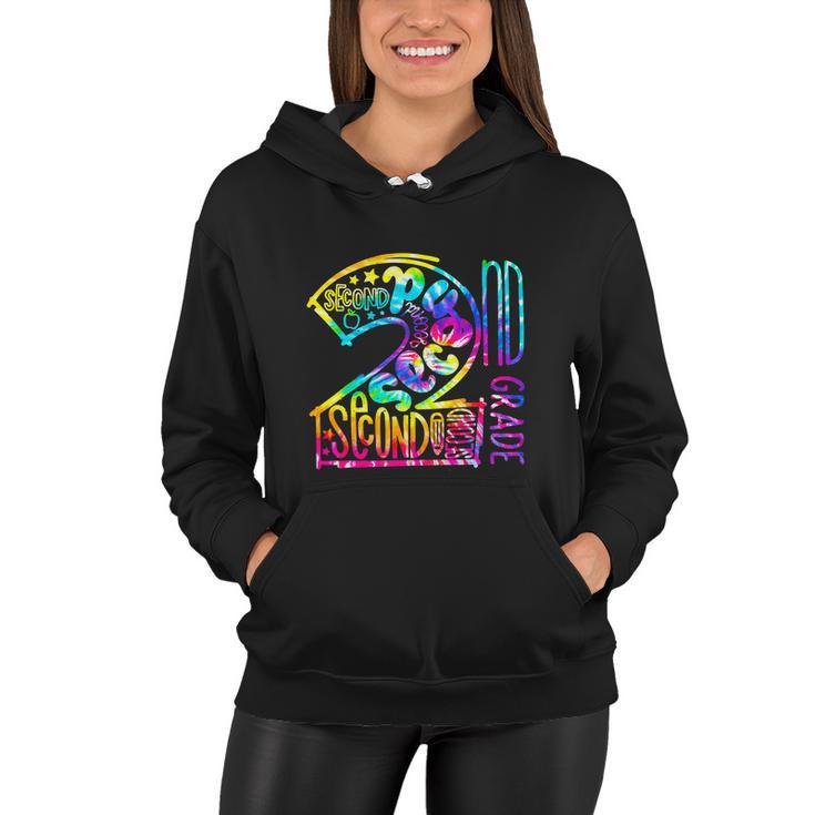 Tie Dye Second 2Nd Grade Typography Funny Teacher Women Hoodie